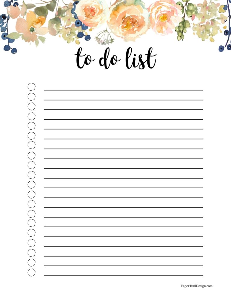 Cool To Do List Template - floral free printable to do list