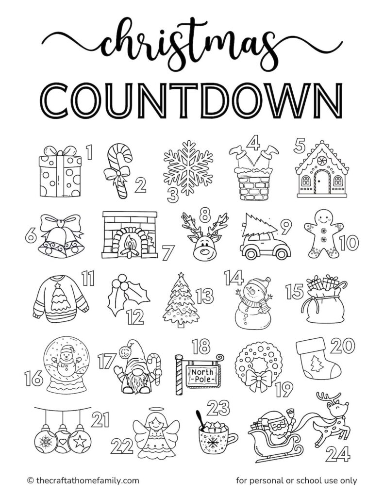 Countdown To Christmas Coloring Pages – Free Christmas Coloring Countdown Calendar – The Craft-at-Home Family Countdown To Christmas Coloring Pages - Free Christmas Coloring Countdown Calendar - The Craft-at-Home Family