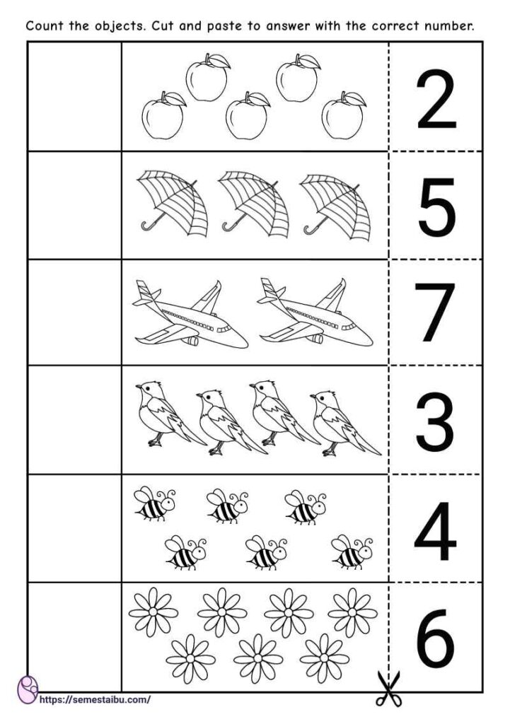 Cut And Paste Counting Worksheets - Cut and Paste | Counting Objects | Kindergarten Worksheets