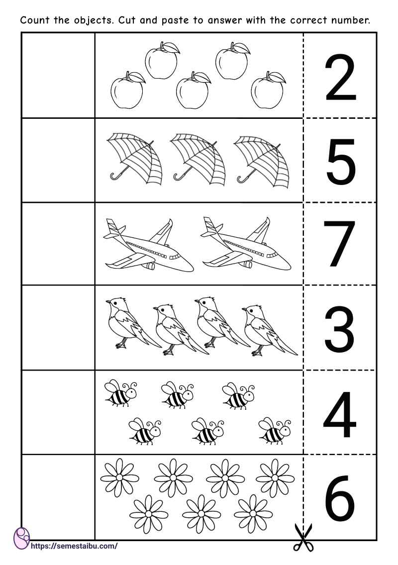 Cut And Paste Counting Worksheets - Cut and Paste | Counting Objects | Kindergarten Worksheets