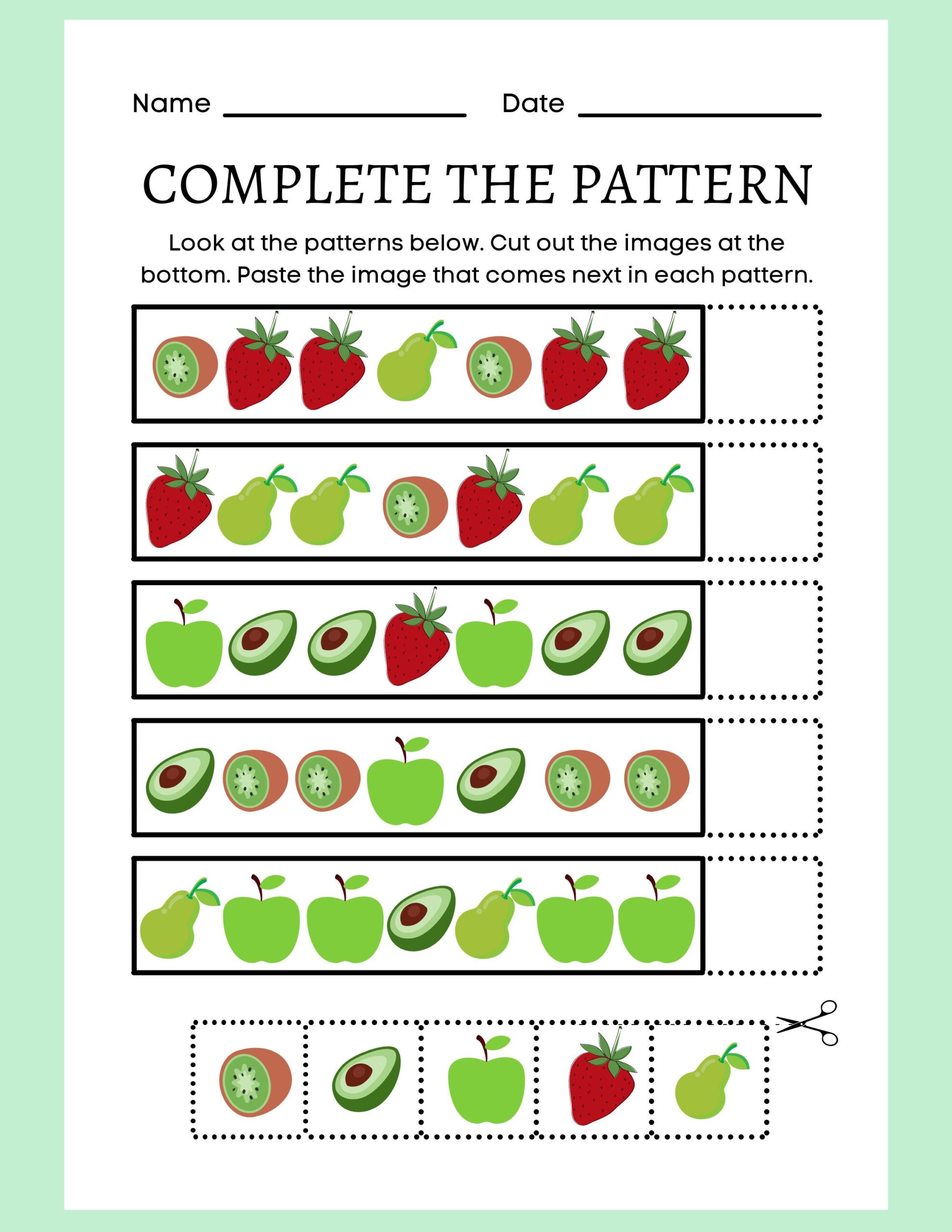Cut And Paste Pattern Worksheets For Kindergarten - Cut And Paste Pattern Worksheets