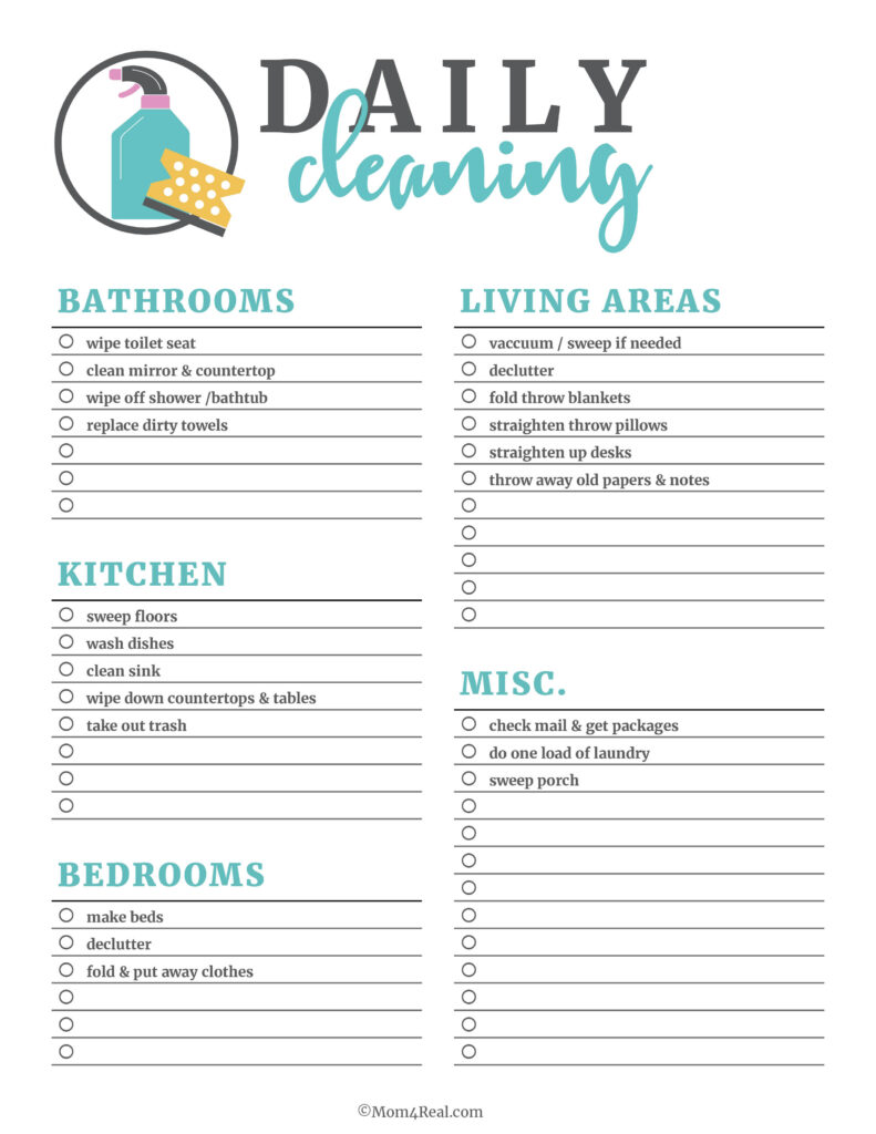 Daily And Weekly Checklist Template – printable cleaning checklists Daily And Weekly Checklist Template - printable cleaning checklists