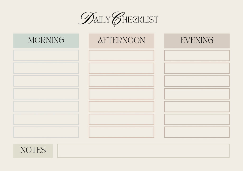Daily Check Off List Template - daily