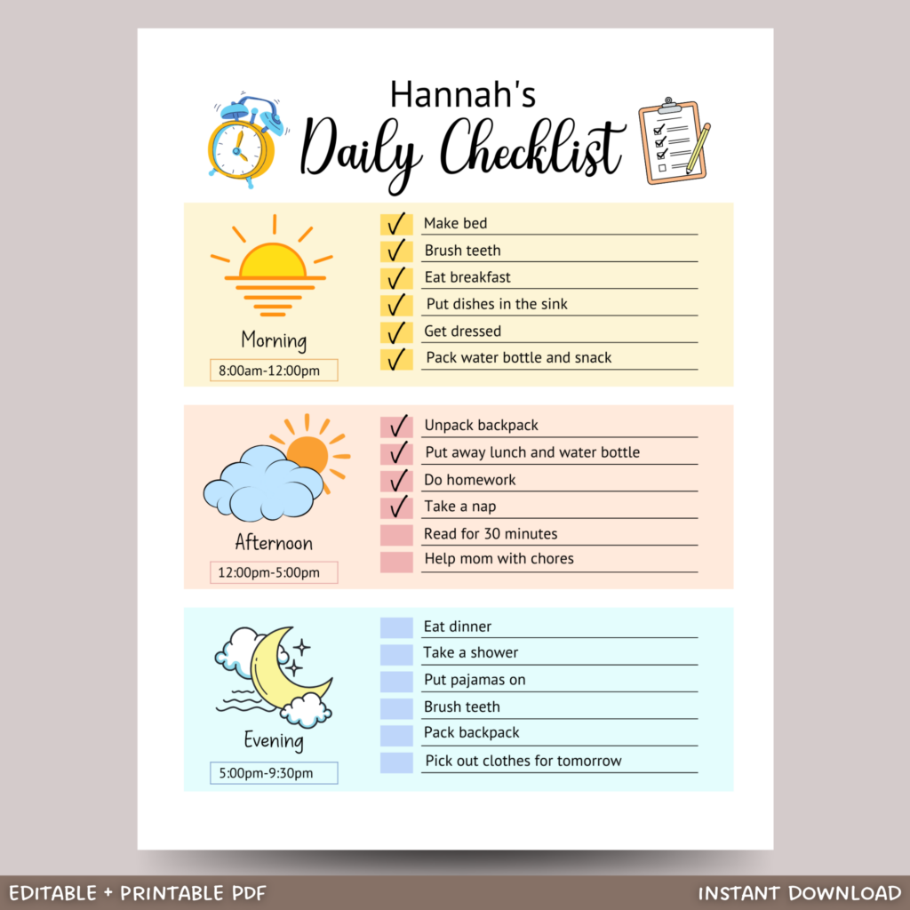 daily checklist chore chart kids daily 08114 daily checklist chore chart kids daily 08114