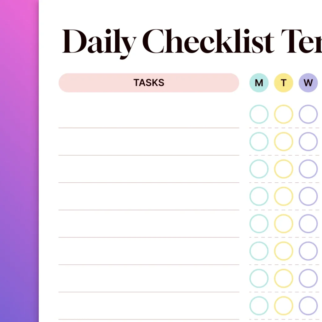 daily checklist template