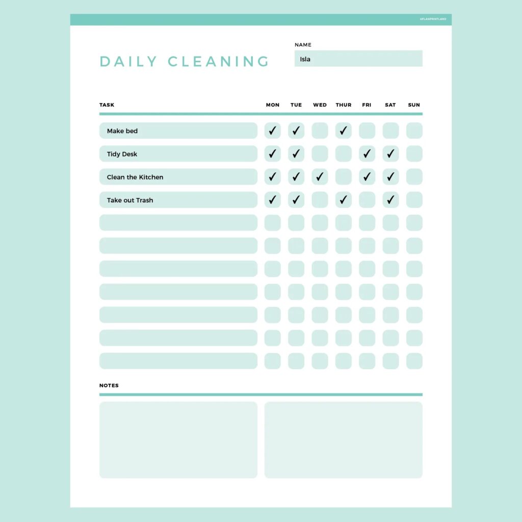 daily cleaning checklist editable