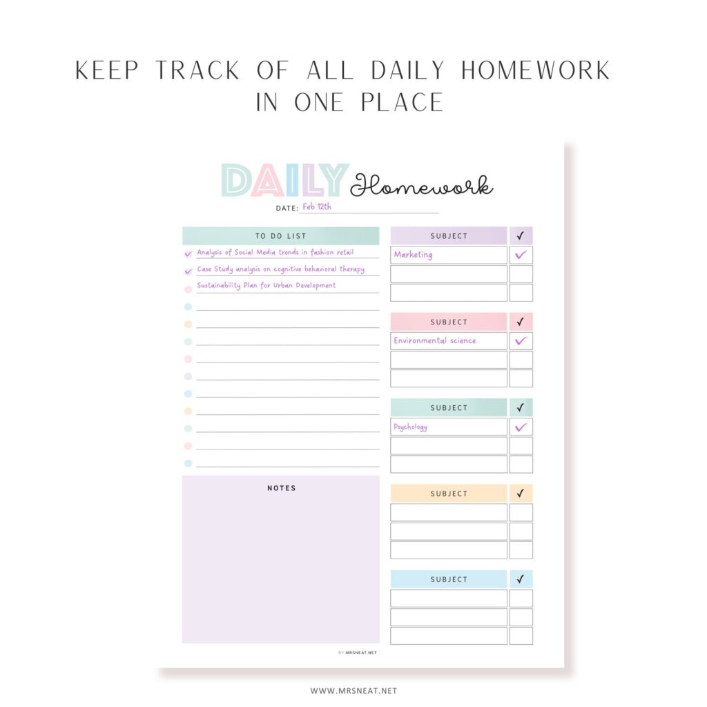 daily homework tracker printable m538 daily homework tracker printable m538