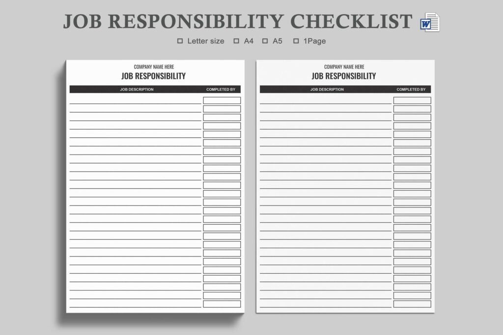 Daily Job Duties Checklist Template – job responsibility checklist Daily Job Duties Checklist Template - job responsibility checklist