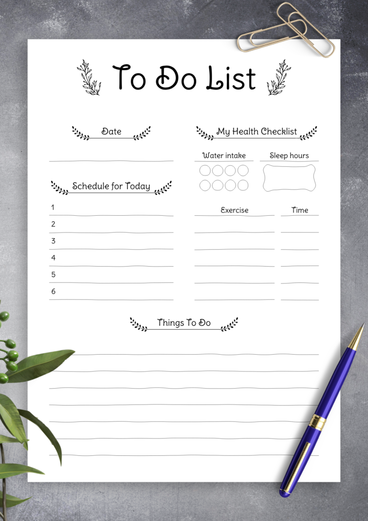 Daily List Of Things To Do Template - daily to do list
