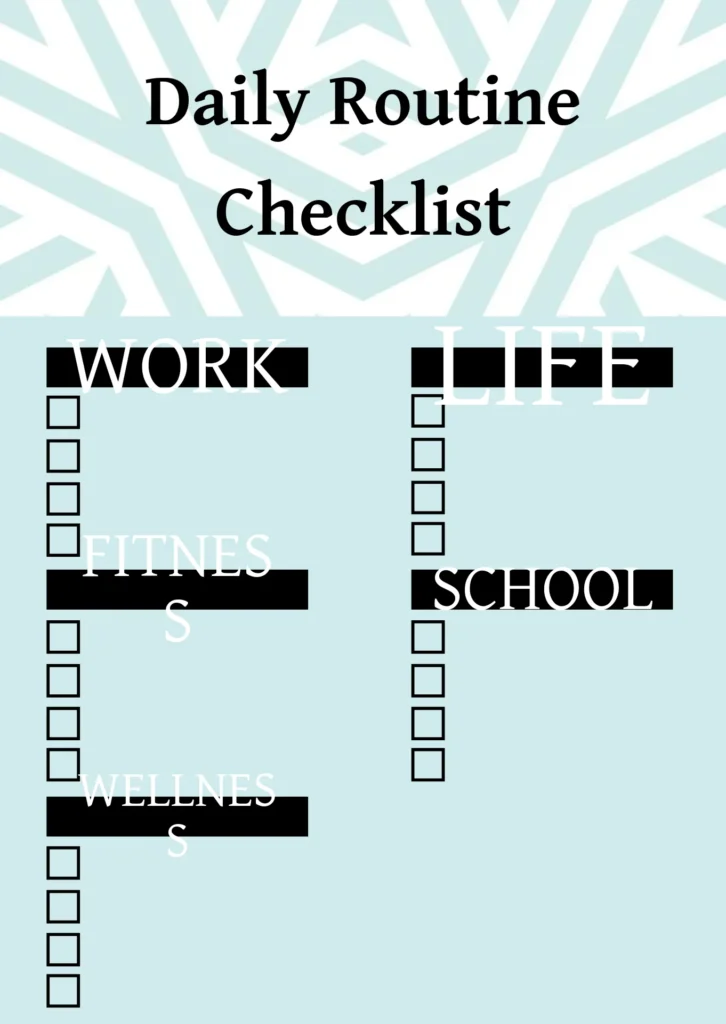daily routine checklist template