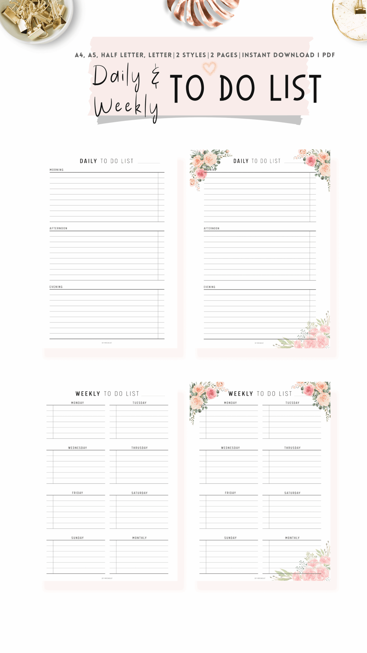Daily To Do List Plan Template - weekly daily to do list printable