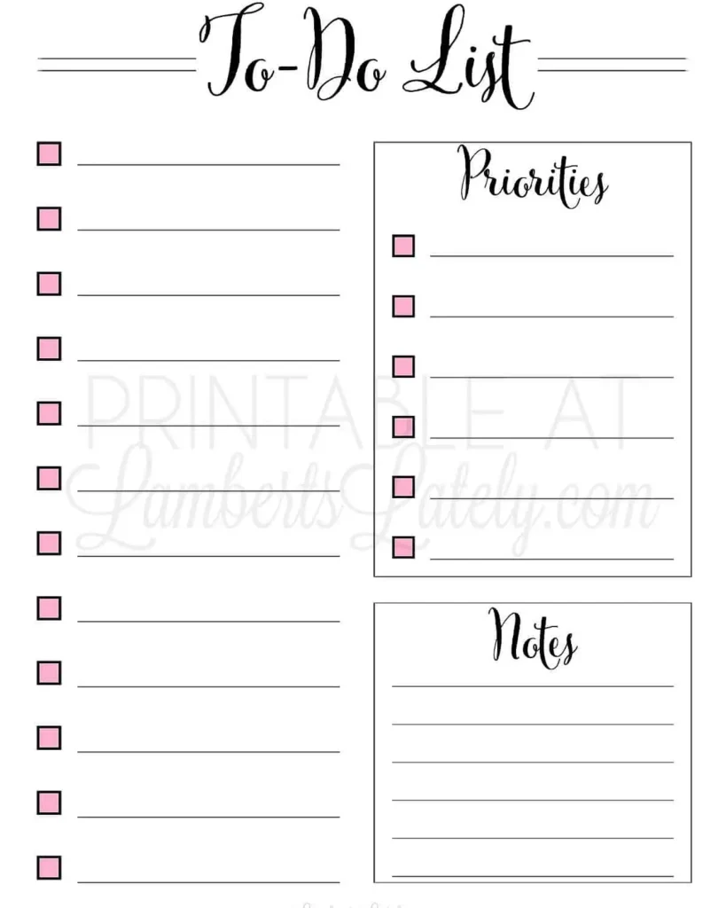 daily to do list printable