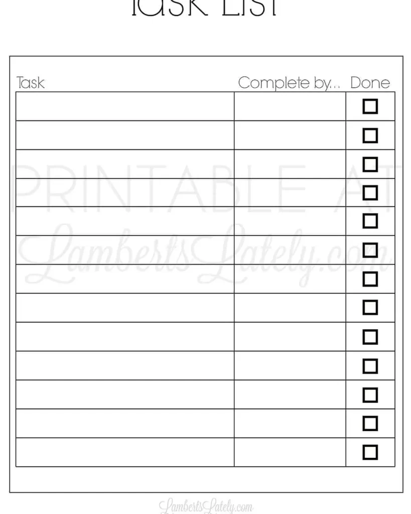 daily to do list printable