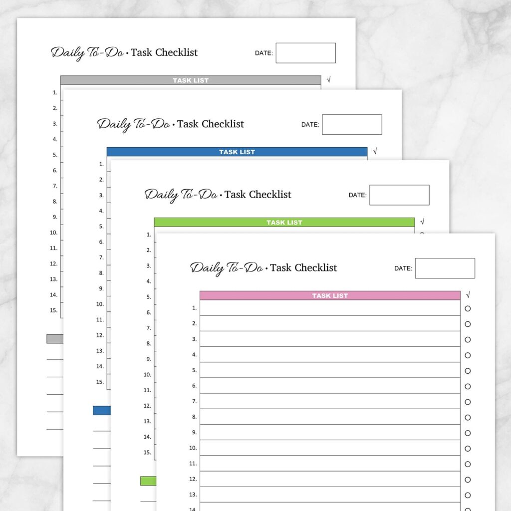 daily to do list task checklist printable