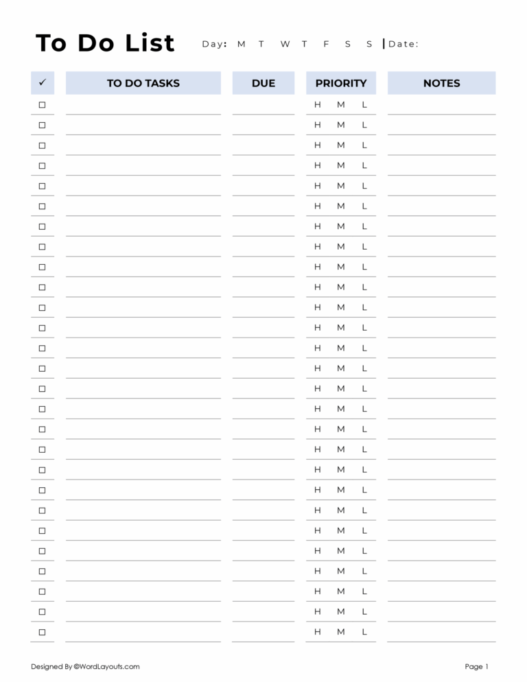 Daily To Do List Template Drive - to do