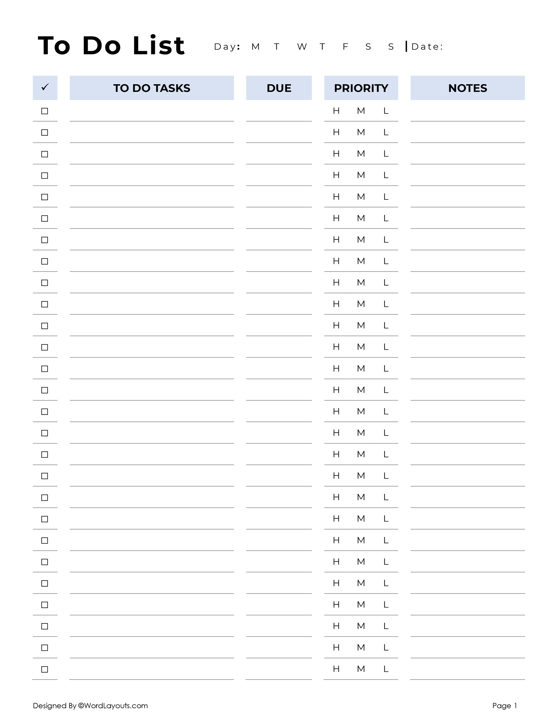 Daily To Do List Template Drive - to do