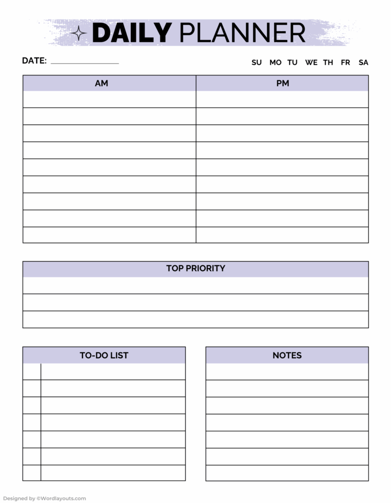 Daily To Do Template Free - am pm clarity daily planner template