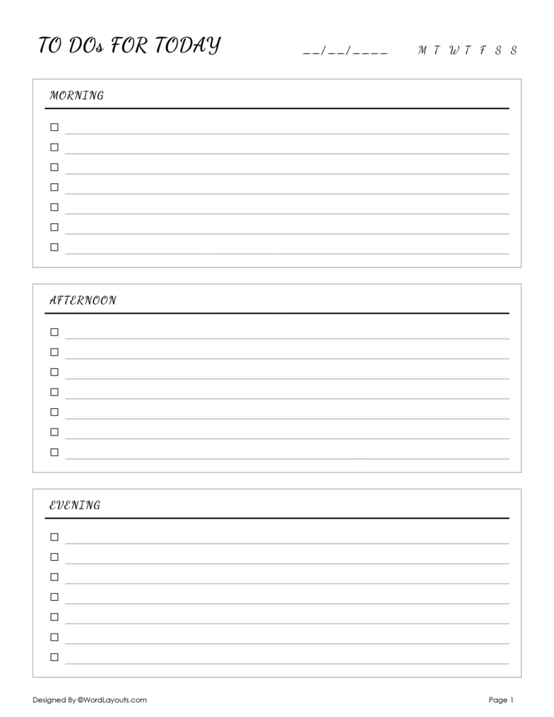 Daily Work Task Checklist Template – daily task list template editable Daily Work Task Checklist Template - daily task list template editable