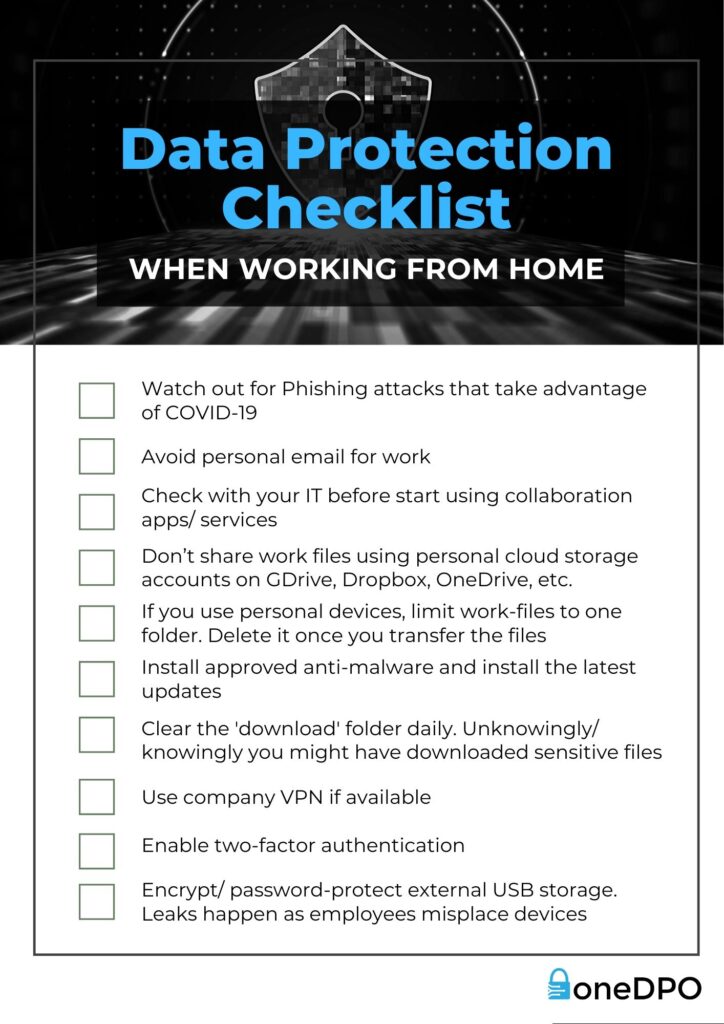 data protection checklist when working from home