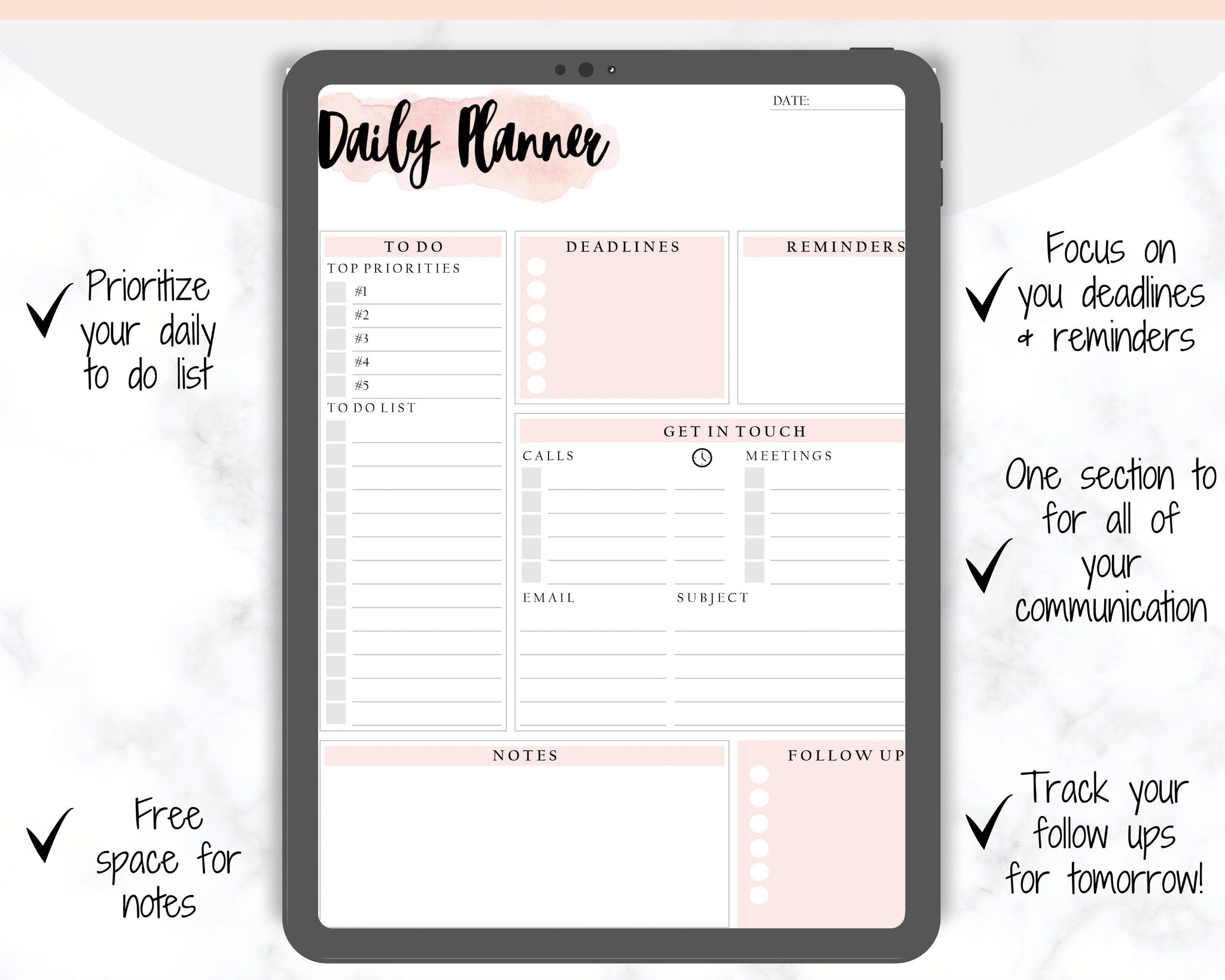 Day Planner To-Do List Template - daily to do list printable pink