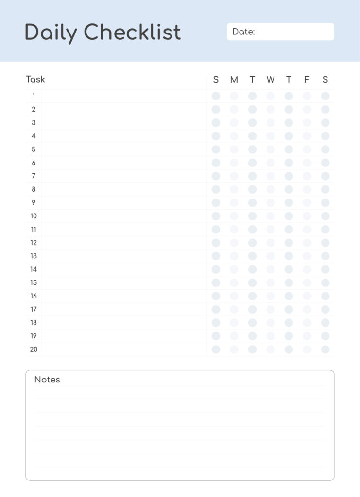 Day To Day Checklist Template - daily checklist free google docs template