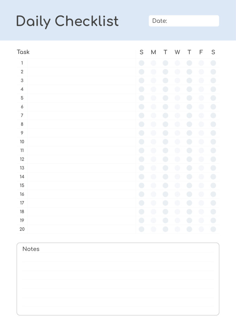 Day To Day Checklist Template - daily checklist free google docs template