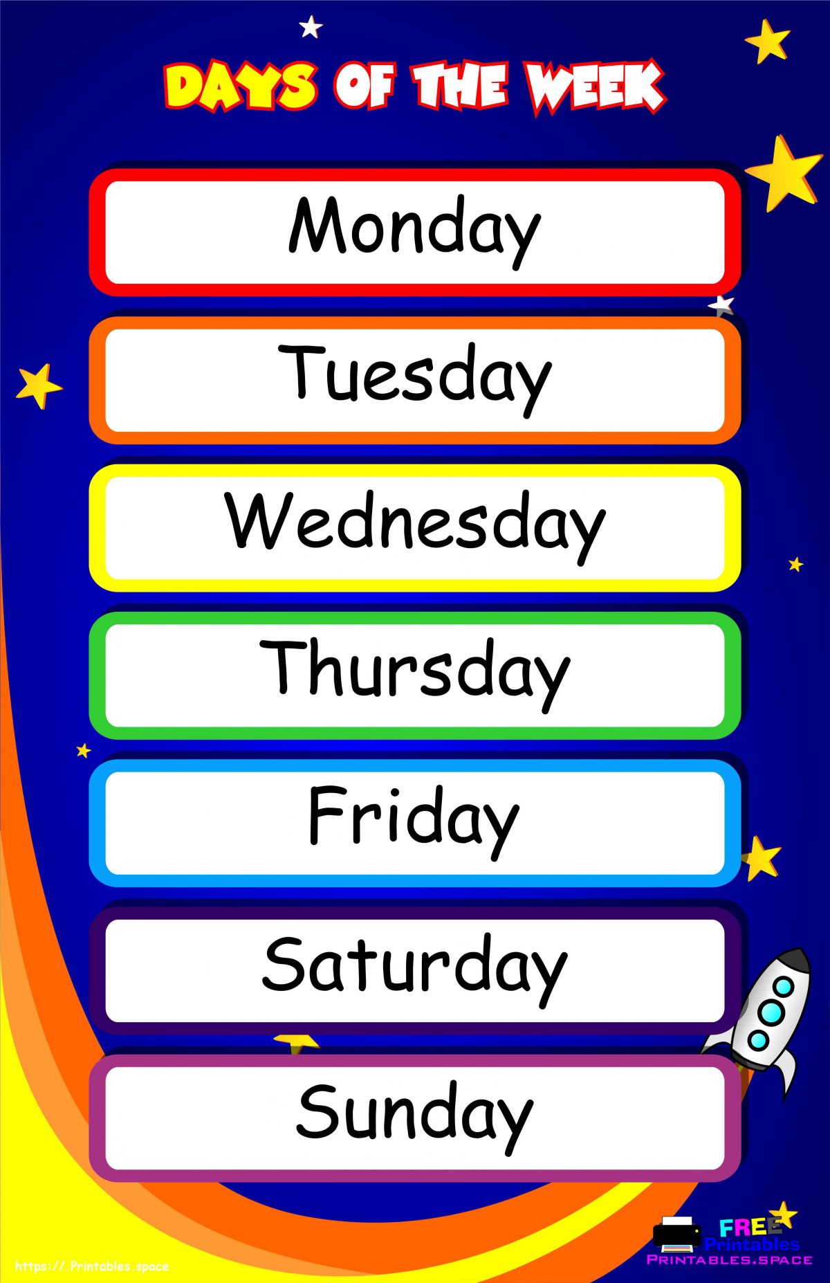 Days Of The Week Free Printable - Days Of The Week Poster Free Printable