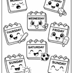 Days Of Week Coloring Pages - Days Of The Week Learning Coloring Page : Print To Color