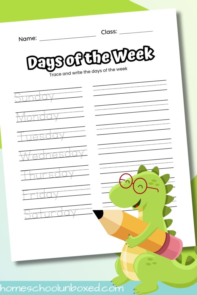 Free Printable Days Of Week Tracing Sheets for Kids Engaging Days Of Week Tracing Sheets for children to practice writing the days of the week