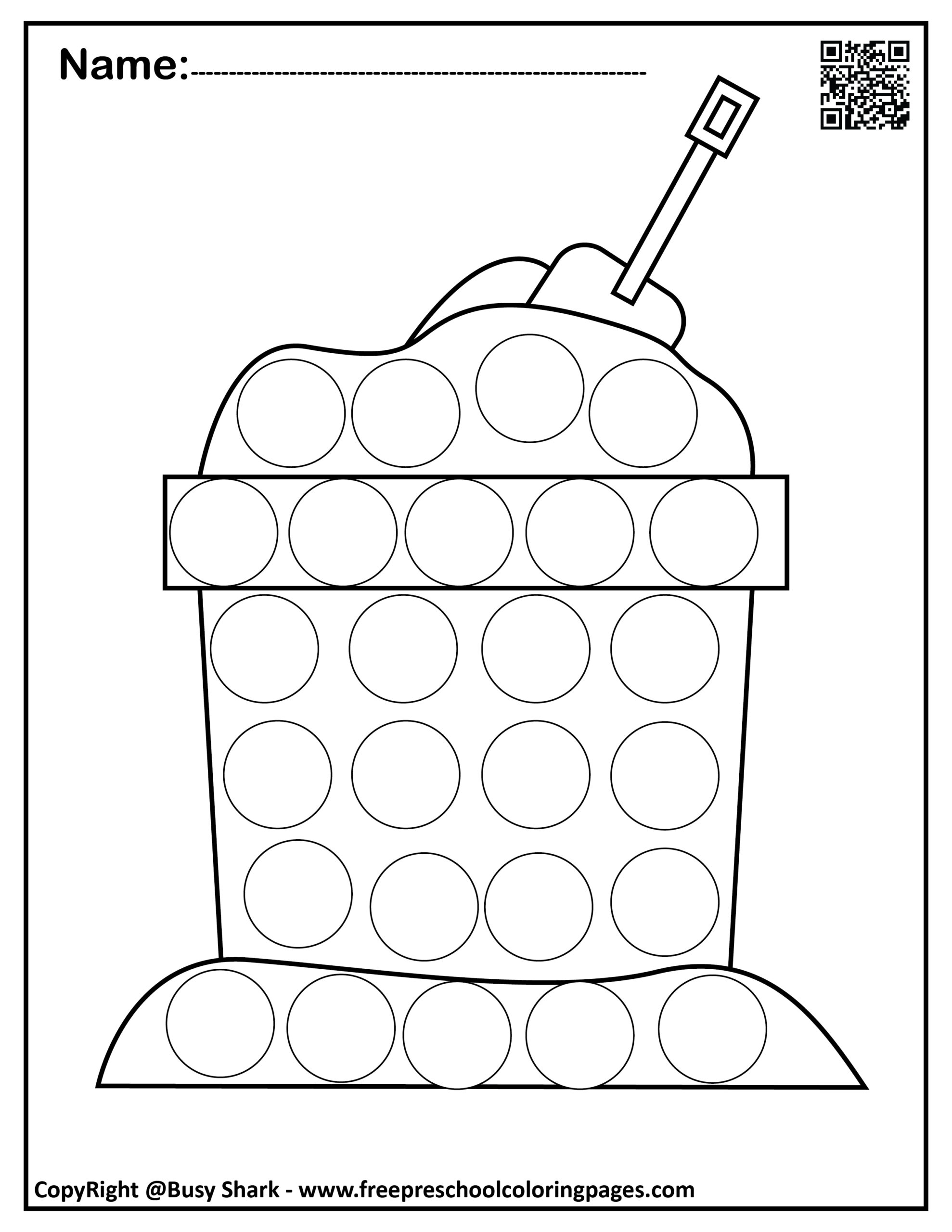 Free printable Do A Dot Art Printables featuring a fun ice cream cone design for dot markers