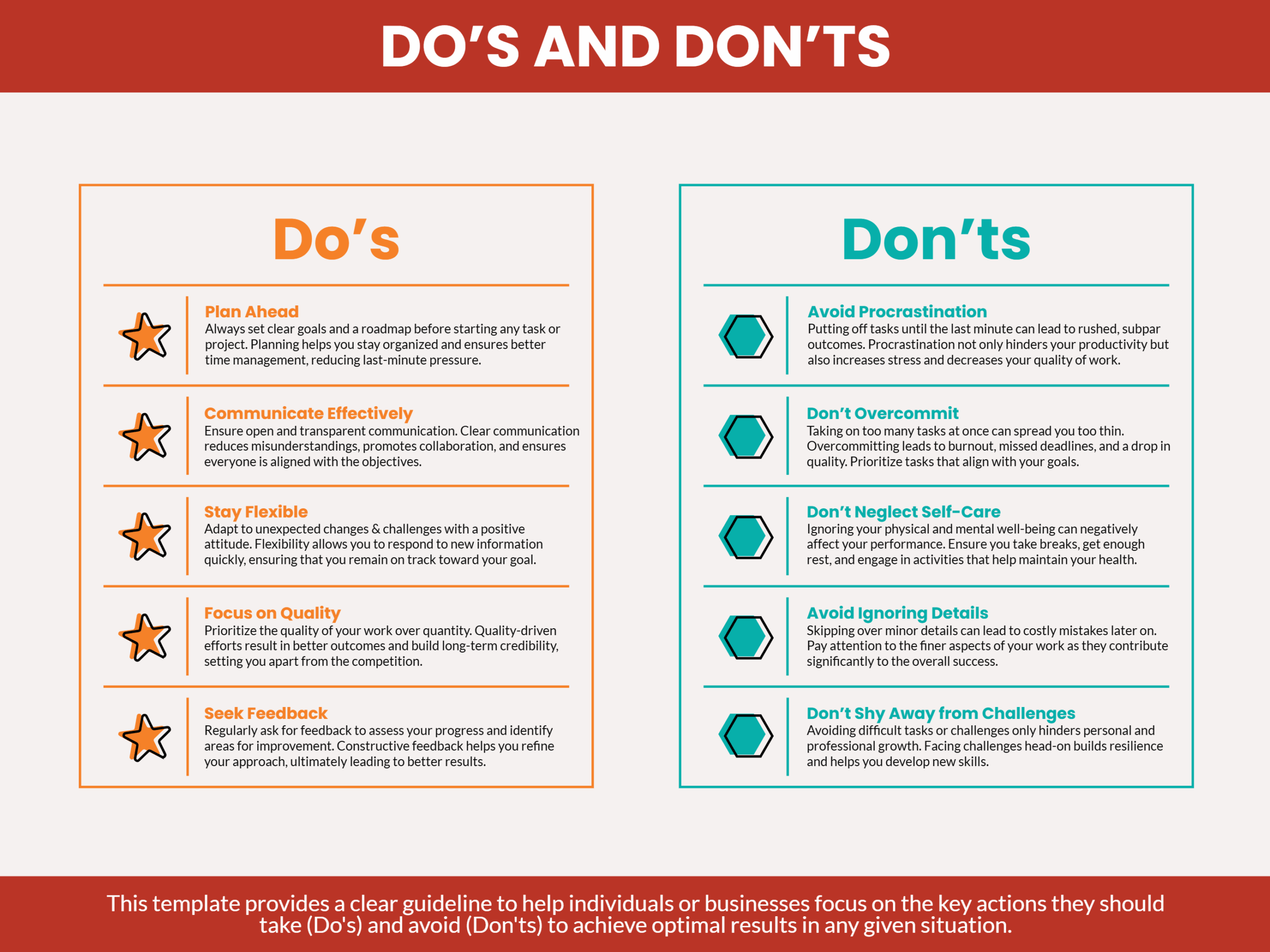 Do And Dont Sheet Template - dos and donts t chart template