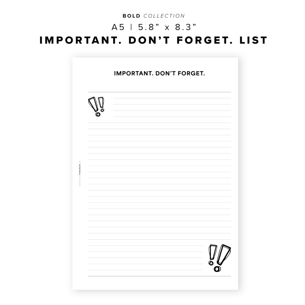 Don T Forget List Template - pr231 important dont forget list printable insert