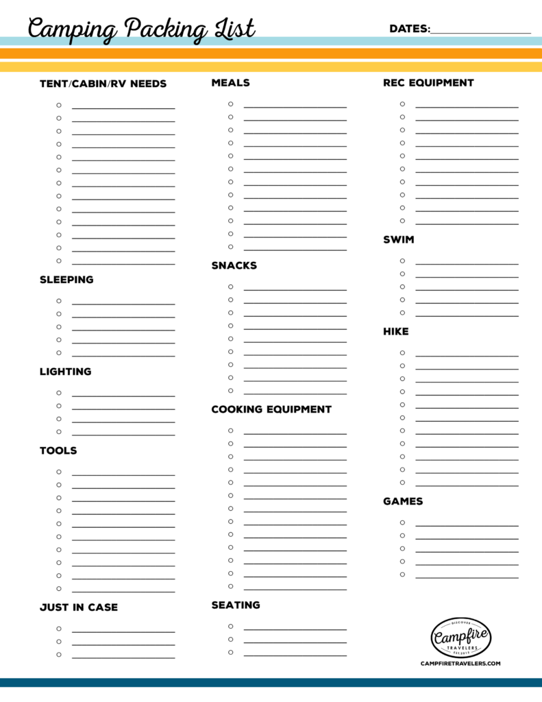 Don't Forget Checklist Template - packing list