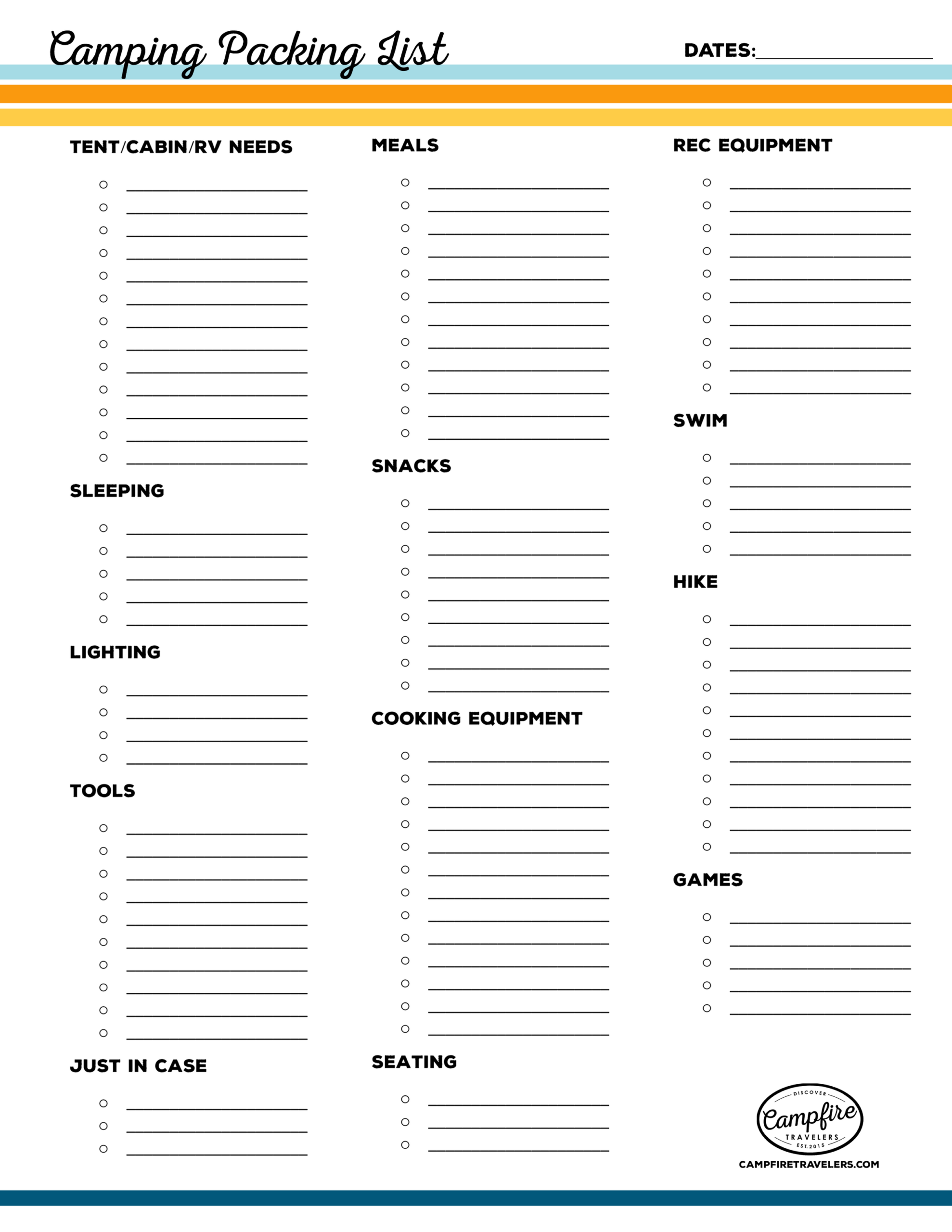 Don't Forget Checklist Template - packing list