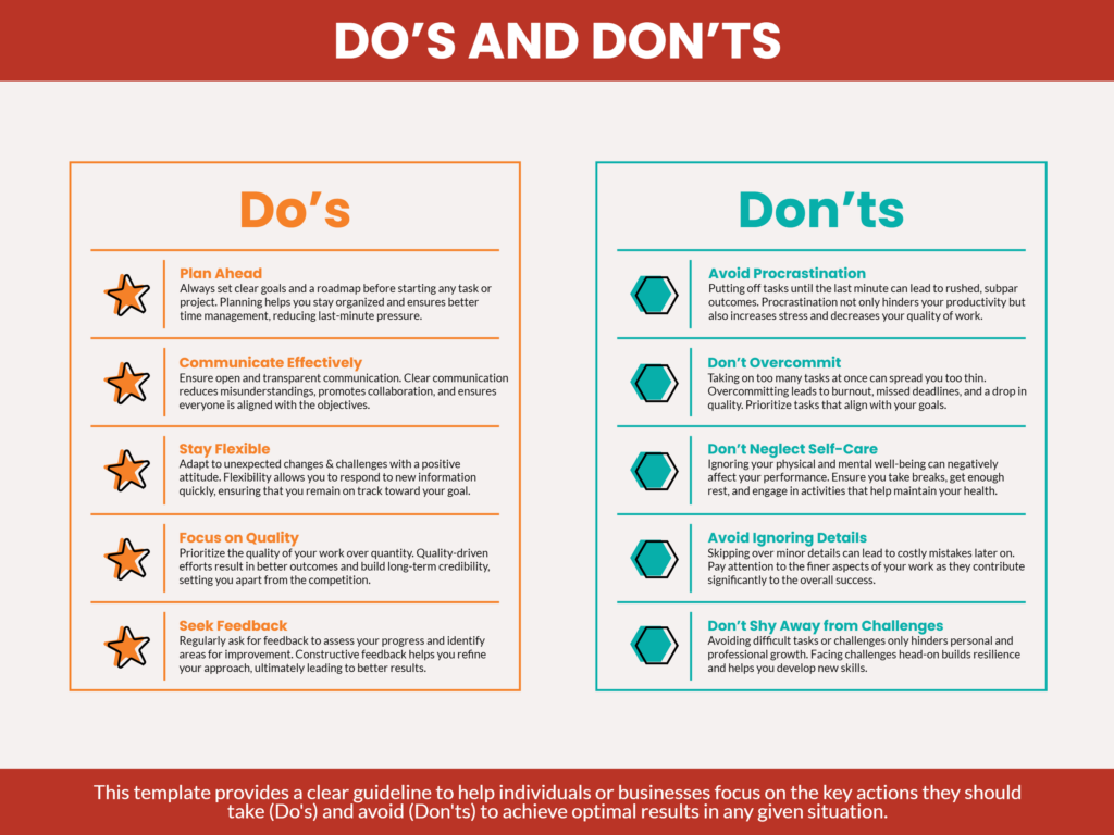 Do’s And Don Ts Checklist – dos and donts t chart template Do's And Don Ts Checklist - dos and donts t chart template