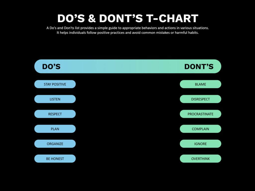 Dos And Don Ts List Template – modern dos and donts t chart template 2 Dos And Don Ts List Template - modern dos and donts t chart template 2