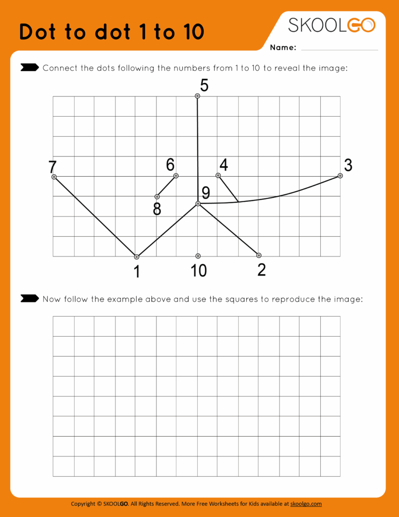 Free Printable Dot To Dot 1 10 Worksheet for Kids Engaging Dot To Dot 1 10 worksheet for kids to connect numbers and reveal an