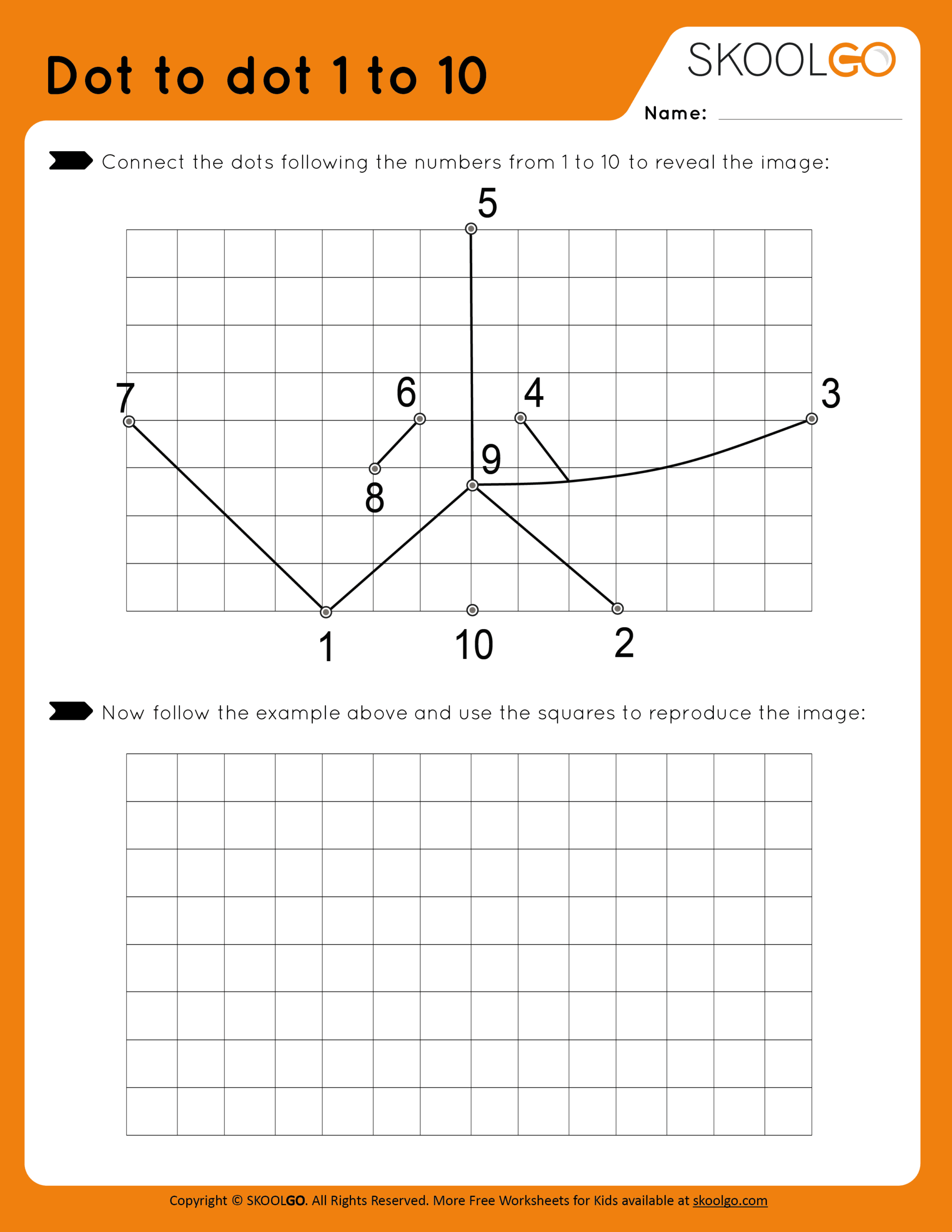Engaging Dot To Dot 1 10 worksheet for kids to connect numbers and reveal an