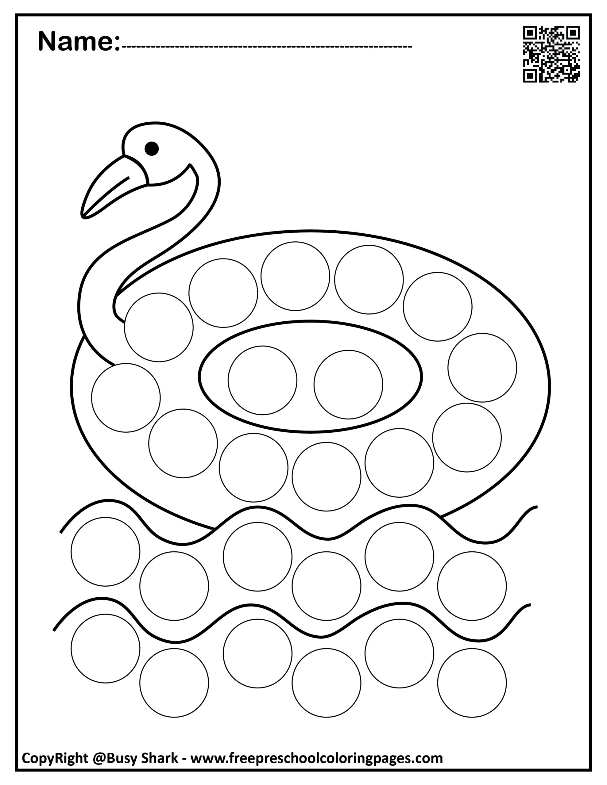Free printable Dot To Dot Marker Printables featuring a flamingo design for kids
