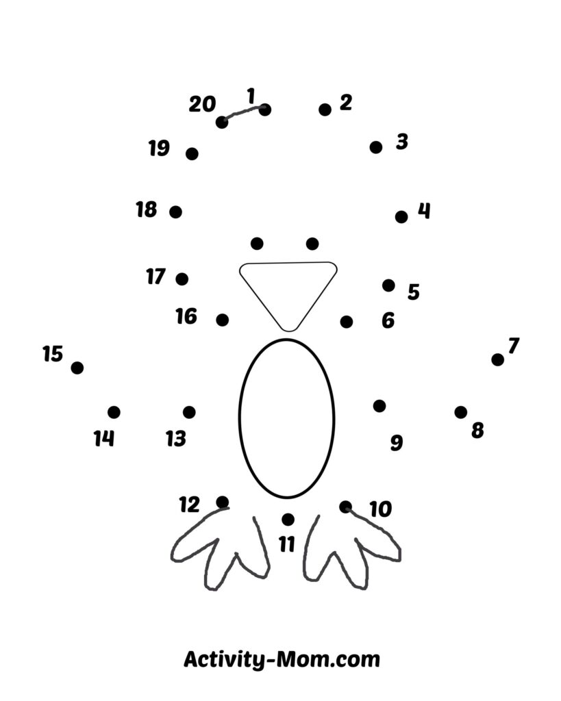 Dot To Dot Numbers 1 20 Printable Worksheet Engaging dot to dot numbers 1 20 printable worksheet featuring a fun character