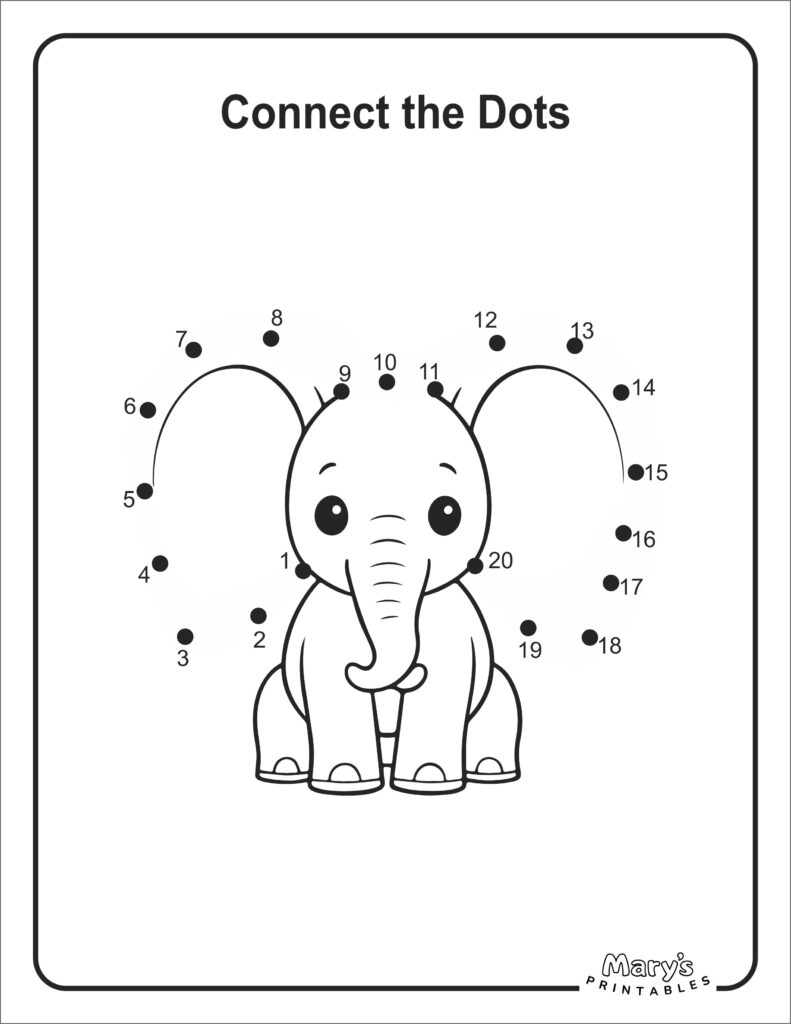Dot To Dot Printables Kindergarten - Free Elephant Dot to Dot Printable – Cute & Educational | Dot ...