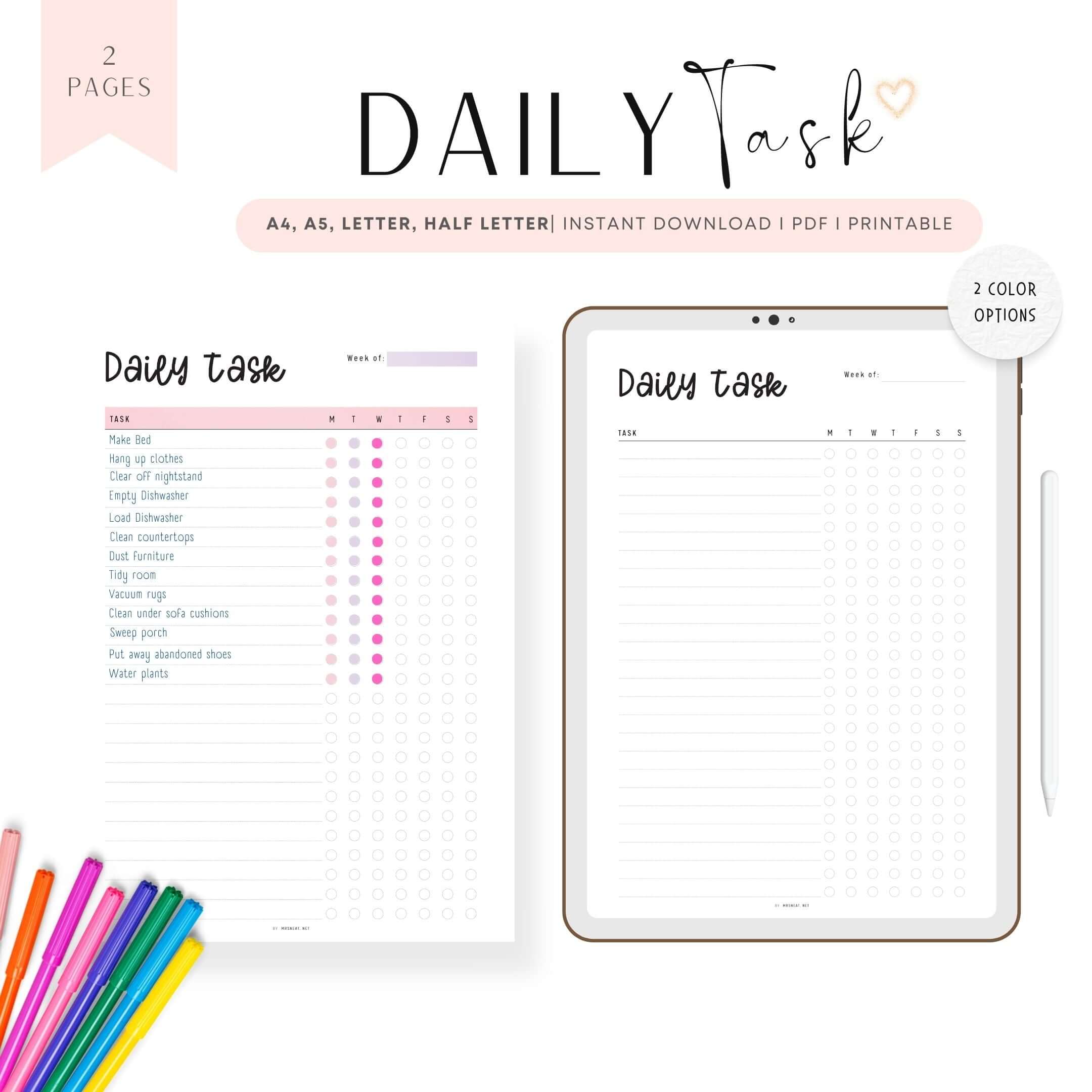 Download Daily Task List Template - daily task list printable