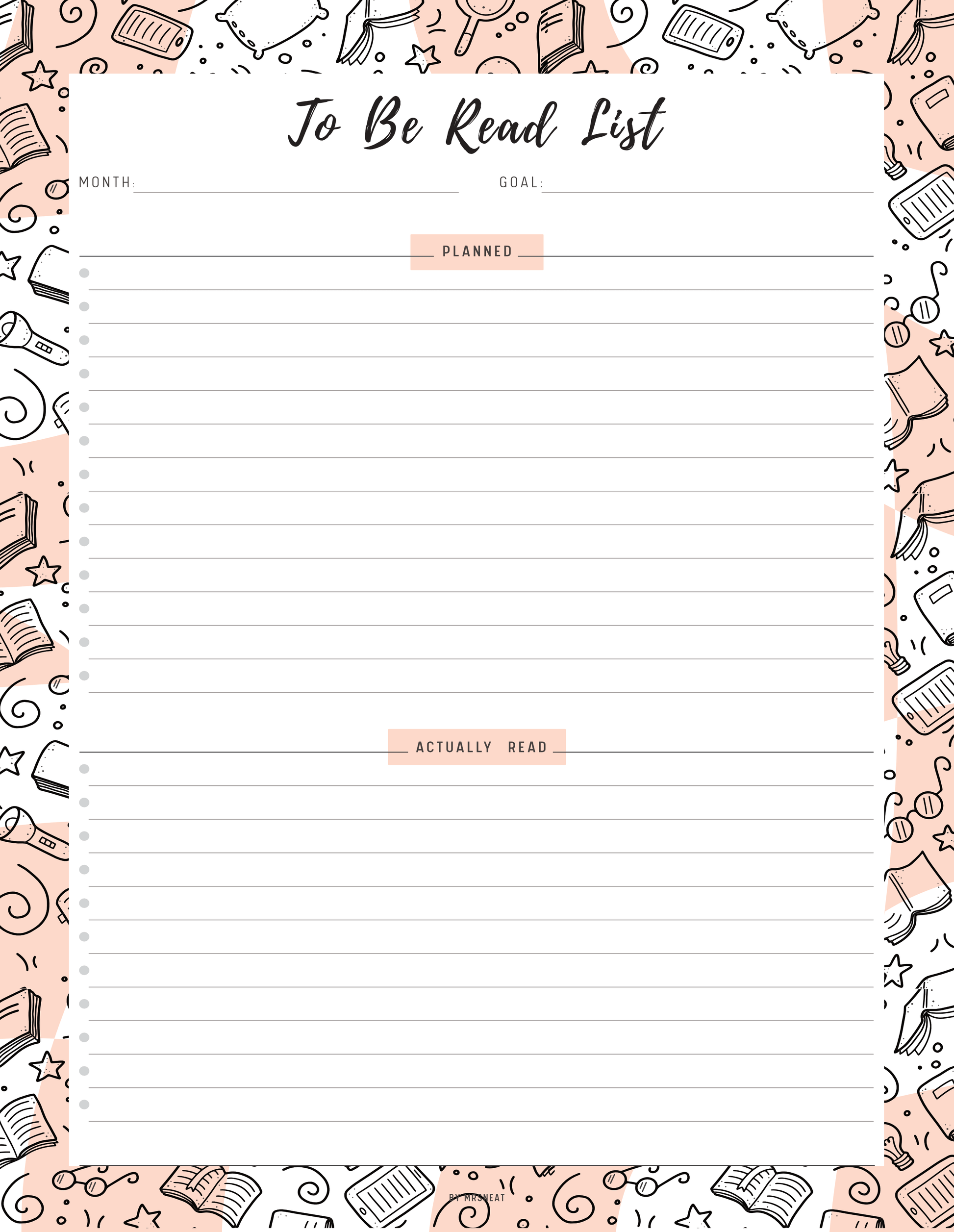 Easy To Read Tasklist Template - to be read list template printable