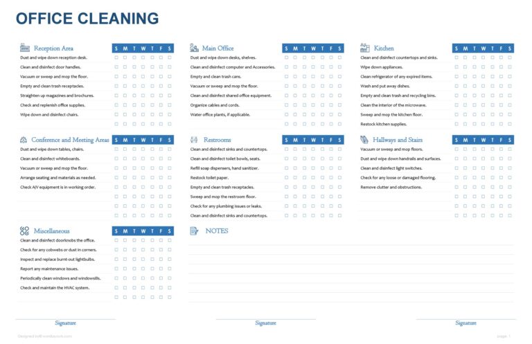 Edible Work Task List Template - office cleaning checklist template