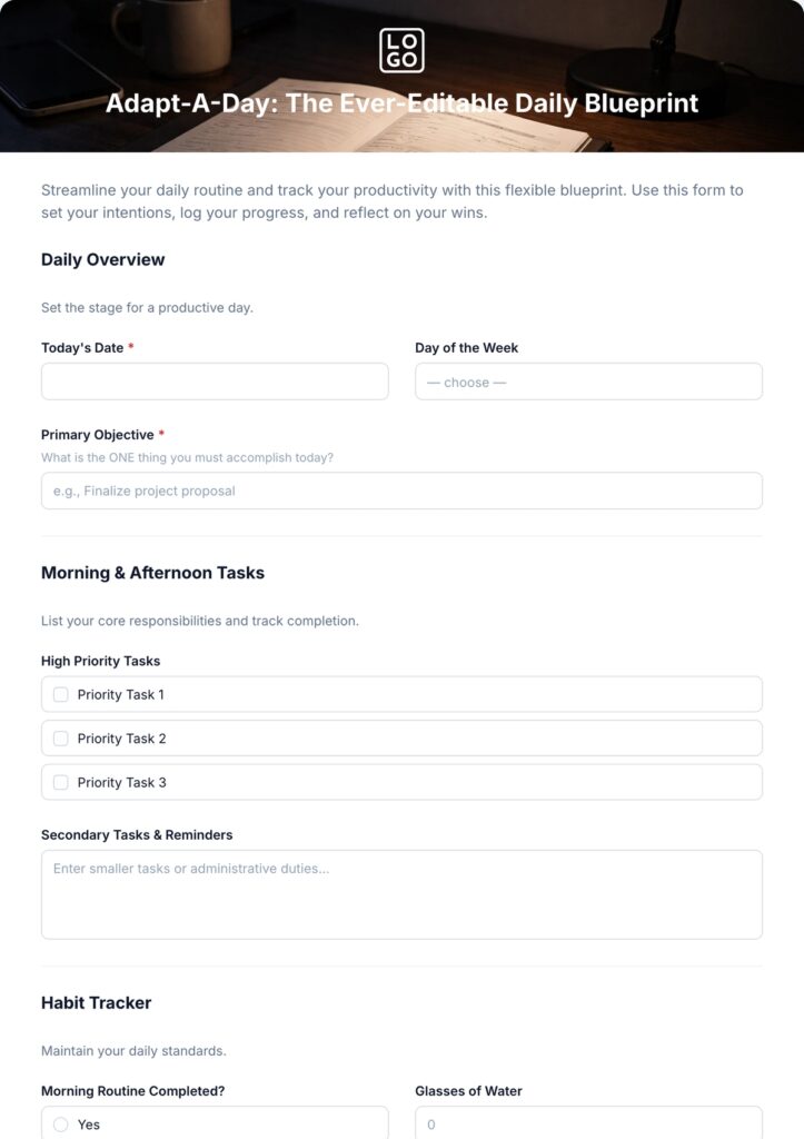 editable daily checklist