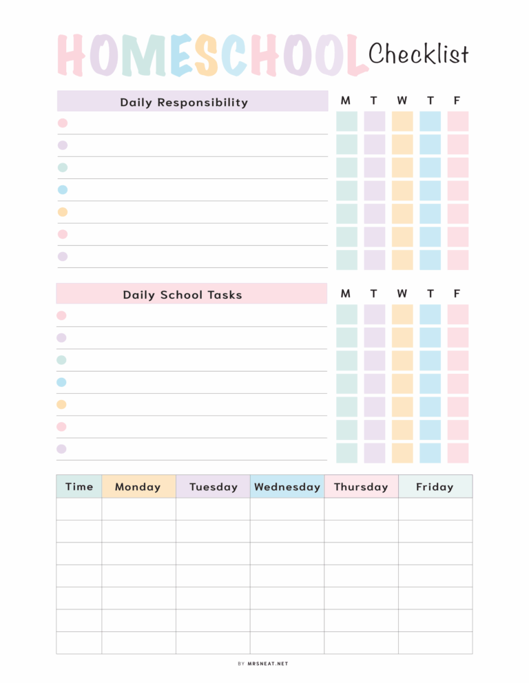 Editable Daily Checklist Free Template - homeschool checklist template pdf