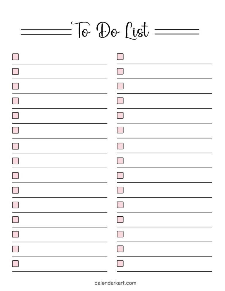 Editable Free 2 Colume Checklist Template - to do list template