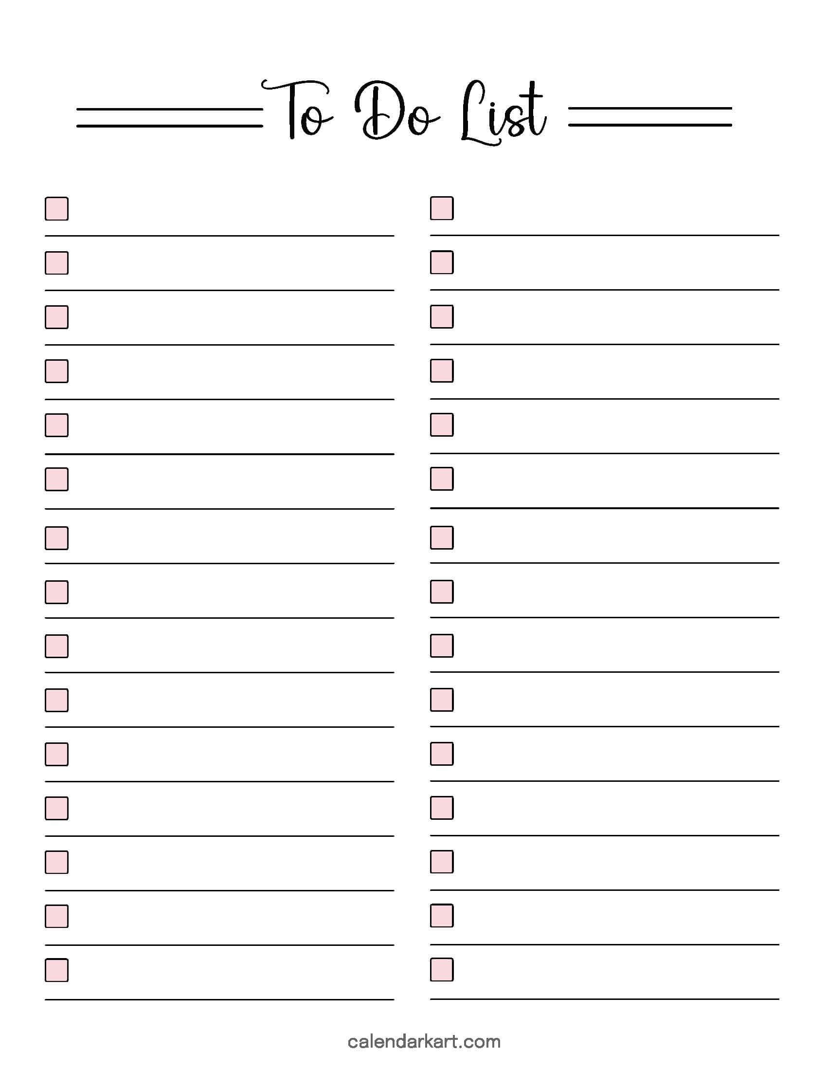 Editable Free 2 Colume Checklist Template - to do list template