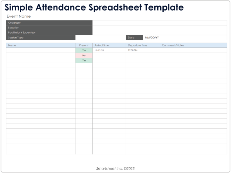 Editable Free Student Check Off Sheet Template - free attendance spreadsheet templates