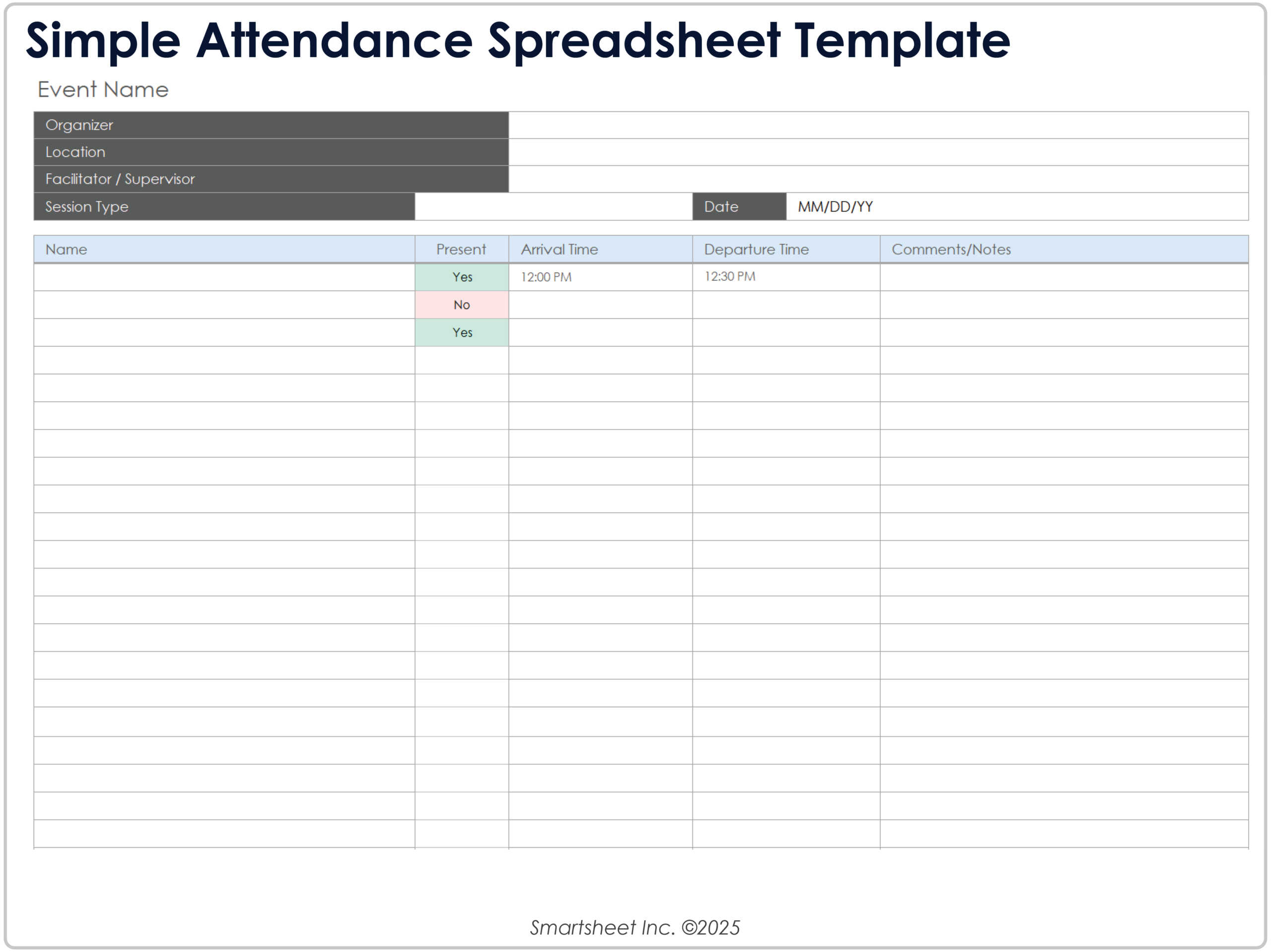 Editable Free Student Check Off Sheet Template - free attendance spreadsheet templates